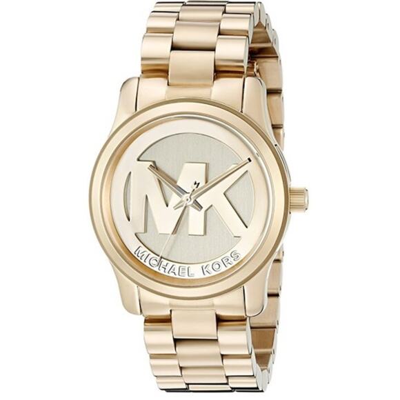 Women's Designer Michael Kors Designer Runway Gold Dial Steel Watch - Picture 1 of 7